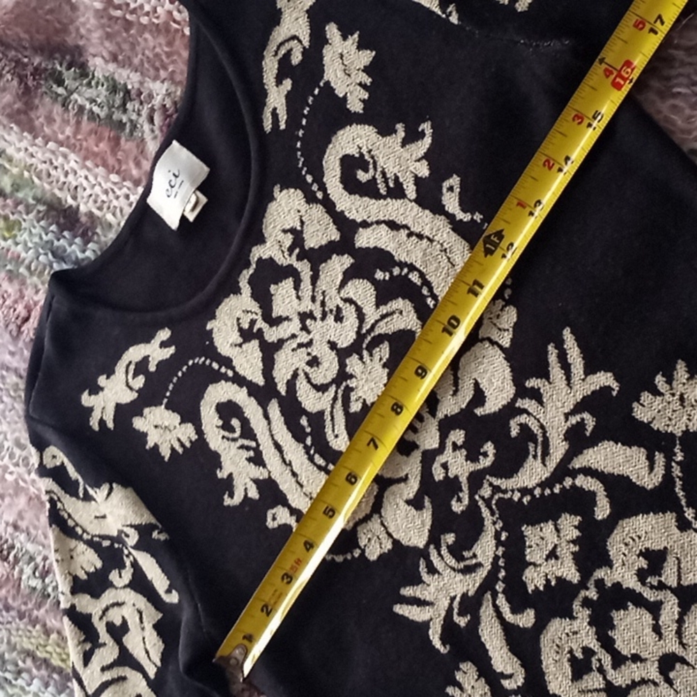 Golden COTTON RAYON dress by ECI damask knitted A-line sweater dress #8088 - Picture 9 of 13